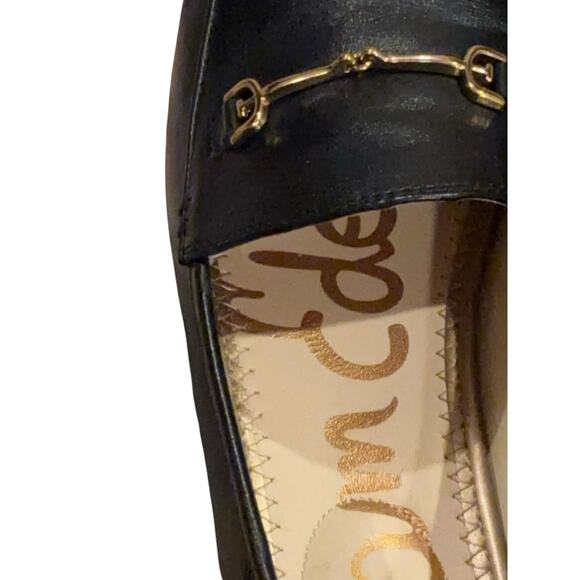 Sam Edelman Black Leather Loafers Gold Bit Size 6.5 - Picture 3 of 5